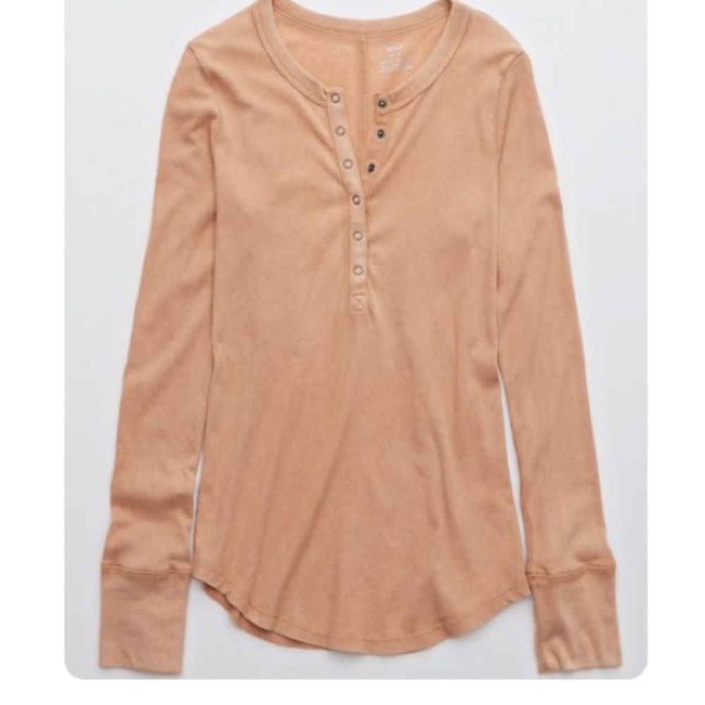 Aerie ribbed henley long sleeve